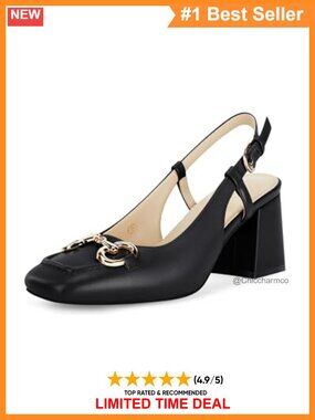 Womens Slingback Block Heel Square Toe Dress Work Pumps